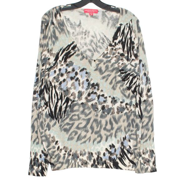 Charlotte Tarantola Sweater Animal Boho Safari Minimalist Casual Neutral Size 2X - Picture 1 of 6